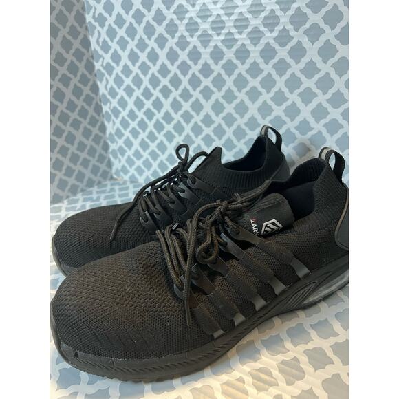 Larnmern Black Steel Toe Work Safety Lightweight Sneakers Size 9.5 Pre-Loved - Picture 1 of 8